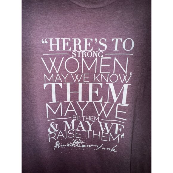 Bella+Canvas Womens Graphic Tee "Here's To Strong Women" Large Purple White Cute - Picture 2 of 7